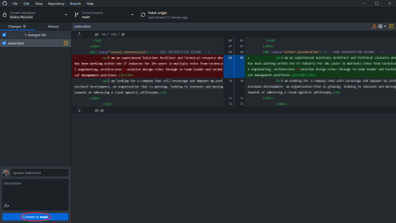 GitHub Desktop Commit Content